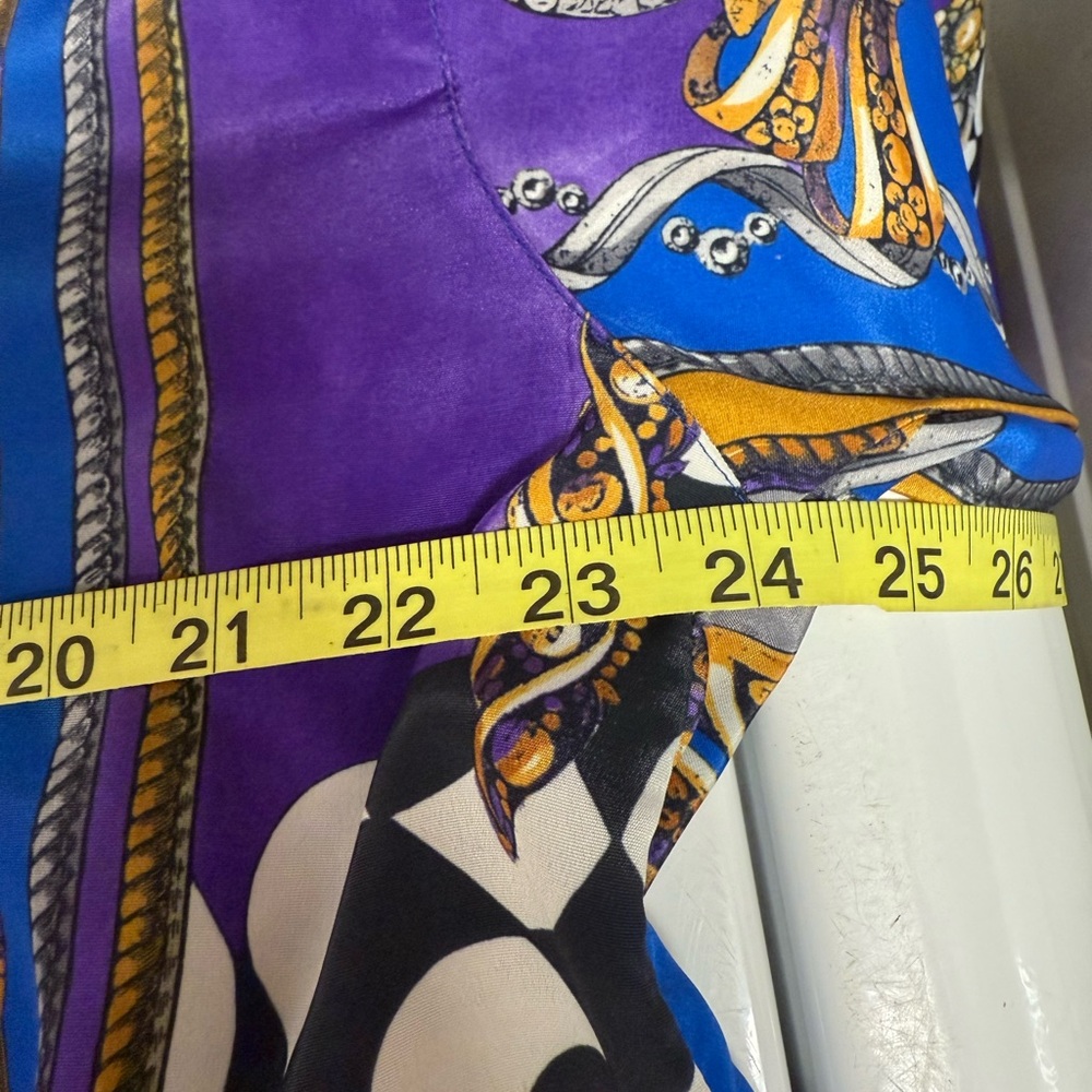 Vintage Sangi Baroque Print Shirt Blue Gold Versacecore Luxe Retro- Sz Medium - Picture 11 of 11